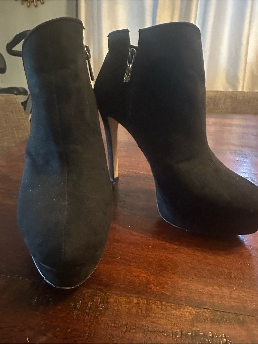 Jessica Simpson Black Suede High Heel Ankle Booties with Side Zipper